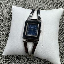 Vintage Guess Relógio Feminino Tom Prata Mostrador Quadrado Azul Nova Bateria 6.25" comprar usado  Enviando para Brazil
