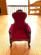 Sillón de terciopelo rojo pintado a mano barroco francés de colección casa de muñecas FML 98 1:6 segunda mano  Embacar hacia Argentina