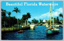 Lindo cartão postal vintage H4 Florida Waterways boats vela bela vista comprar usado  Enviando para Brazil