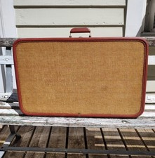 Linda mala de tweed vintage antiga década de 1930 bolsa carpete com chave 26 x 17" comprar usado  Enviando para Brazil