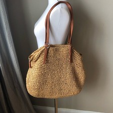 Bolsa tote de palha natural Ellos com alças de couro comprar usado  Enviando para Brazil