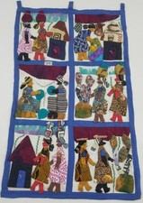 Tapeçaria vintage africana aplique história de trabalho pano pendurado na parede 87x54cm comprar usado  Enviando para Brazil