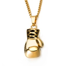 Colar pingente luva de boxe masculino e feminino ouro amarelo 18K GP aço inoxidável, usado comprar usado  Enviando para Brazil