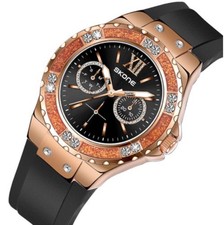 Skone relógio masculino analógico quartzo pulseira de borracha ajuste unissex novo preto rosa ouro vintage, usado comprar usado Skone relógio masculino analógico quartzo pulseira de borracha ajuste unissex novo preto rosa ouro vintage, usado comprar usado  Enviando para Brazil