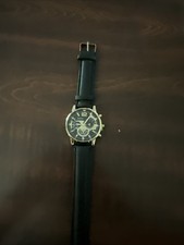 Relógio masculino Geneva cronógrafo pulseira de couro preto comprar usado  Enviando para Brazil