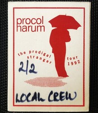 PROCOL HAREM TOUR PASS Gothenberg SWEDEN April 5th 1993 TOUR PROMOTER'S Orig rar comprar usado  Enviando para Brazil