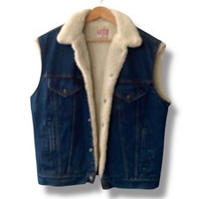 Colete Vintage 1980 Levis Trucker Jean Azul Denim Sherpa Forrado Feito Nos EUA 40R comprar usado Colete Vintage 1980 Levis Trucker Jean Azul Denim Sherpa Forrado Feito Nos EUA 40R comprar usado  Enviando para Brazil