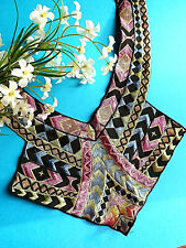 084# Aplicação Esplêndida "Mosaico" Bordado Multicolorido Efeito Seda Vintage comprar usado  Enviando para Brazil