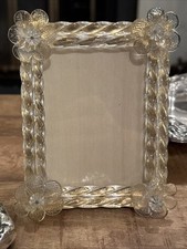 Moldura de vidro vintage de Murano, flores de aventurina douradas, cabos torcidos, parte traseira de madeira comprar usado  Enviando para Brazil