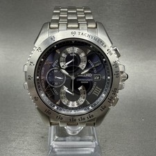 Seiko relógio cronógrafo masculino 42mm mostrador azul tom prata data 7T85-0AB0 bateria nova comprar usado  Enviando para Brazil