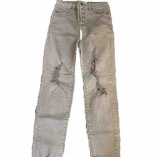 Jeans cavalete jeans desgastado cinza magro feminino tamanho P comprar usado  Enviando para Brazil