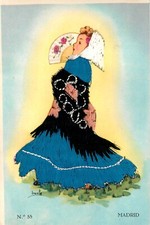 VESTIDO DE SEDA BORDADO FLAMENCO - MADRID - CARTÃO POSTAL (208) comprar usado  Enviando para Brazil