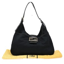 Bolsa de mão com logotipo FENDI couro lona preta SHW feita na Itália 80EE527 comprar usado  Enviando para Brazil