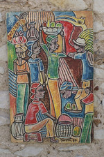 Village acrylique toile d'occasion  La Roche-Posay
