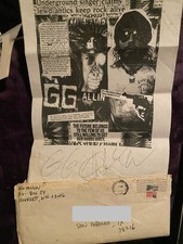 Allin autographed print for sale  San Antonio