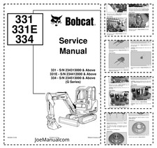 Bobcat 331 331E 334 Escavadeira Manual de Serviço SN 234313000 PDF comprar usado  Enviando para Brazil