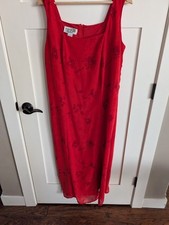 Usado, Vestido maxi vintage vermelho floral feminino 16 sem mangas gola quadrada casamento chuveiro comprar usado  Enviando para Brazil