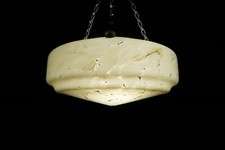 Luminária de teto de vidro Art Deco ~ Sombra apanhadora de moscas ~ Pingente antigo ~Creme e dourado, usado comprar usado  Enviando para Brazil