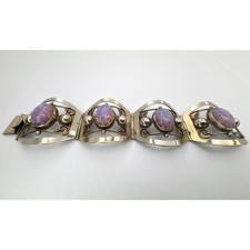 Pulseira painel de vidro vintage 1950 Taxco Eagle 3 prata esterlina opala fogo comprar usado Pulseira painel de vidro vintage 1950 Taxco Eagle 3 prata esterlina opala fogo comprar usado  Enviando para Brazil