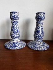 Candlestick pair blue for sale  HONITON