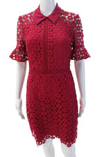 Vestido feminino Shoshanna de crochê manga curta linha A rosa framboesa tamanho 2 comprar usado  Enviando para Brazil