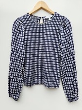 Blusa WITCHERY Azul Branco Shirred Corpete Manga Longa Top Camisa Tamanho XS EXCELENTE ESTADO USADO comprar usado  Enviando para Brazil