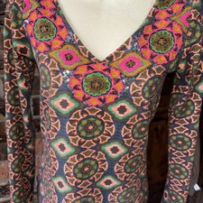 Usado, Blusa Pia Pauro rosa verde azul com miçangas estampa de azulejo manga longa algodão paisley pequena comprar usado Usado, Blusa Pia Pauro rosa verde azul com miçangas estampa de azulejo manga longa algodão paisley pequena comprar usado  Enviando para Brazil