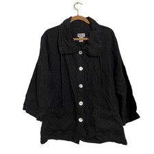 Blusa MOSAIC EUA Linho Top Feminina M Preta Lagenlook Oversized Botões Pérola, usado comprar usado  Enviando para Brazil