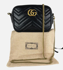 Bolsa tiracolo Gucci $1.800 autêntica couro preto mini GG Marmont Matelasse corrente comprar usado  Enviando para Brazil