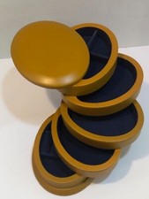 Organizador vintage FLEXZORB 5 camadas torre giratória caixa de joias de madeira forrado de calgão comprar usado  Enviando para Brazil