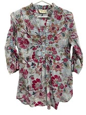 Túnica feminina vintage Goa estampa floral pequena pintuck camponesa boho hippie chique comprar usado  Enviando para Brazil
