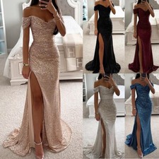 Vestido de formatura feminino fora do ombro lantejoulas sereia fenda longa formal vestido de festa à noite comprar usado  Enviando para Brazil