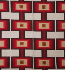 Usado, Tecido de cortina vintage peso médio por metro vermelho geométrico anos 60 anos 70 meados do século comprar usado  Enviando para Brazil