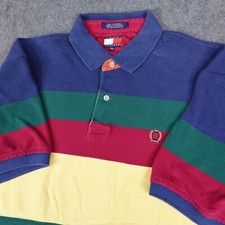 Camisa polo masculina vintage Tommy Hilfiger XL verde marinho vermelha color block bandeira anos 90 comprar usado  Enviando para Brazil