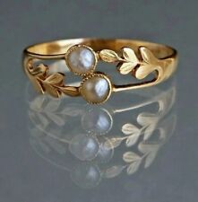 Usado, Anel de pérola bronze ouro feminino anel de noivado promessa feito à mão presente para ela comprar usado  Enviando para Brazil