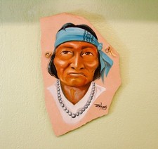 Arte de parede de pedra tribal vintage assinada Jenkins, usado comprar usado  Enviando para Brazil