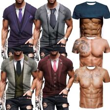 Camisas masculinas Smoking Terno Impresso 3D/pectorales músculos abdominais Padrão Tees comprar usado  Enviando para Brazil