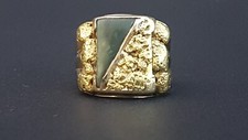 Anel sob medida 1900 Australian Miners pepita de ouro natural e pedra verde Q/81/2 9,7g, usado comprar usado  Enviando para Brazil