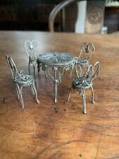Belo conjunto antigo de boneca miniatura prata esterlina 4 cadeiras e mesa FRETE GRÁTIS!, usado comprar usado  Enviando para Brazil