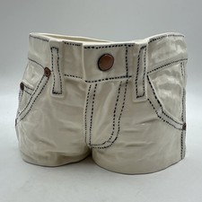 Bermuda jeans vintage anos 90 Y2K 9" x 6" cerâmica pintada branca plantadora comprar usado  Enviando para Brazil