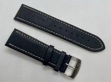 Nova pulseira de relógio de couro preto CONDOR Lowell 22mm porcas fivela de prata costurada comprar usado  Enviando para Brazil