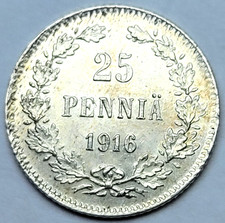 FINLÂNDIA Grão-Ducado Russo Nicolau II era 1916S prata 25 centavos; BU comprar usado  Enviando para Brazil