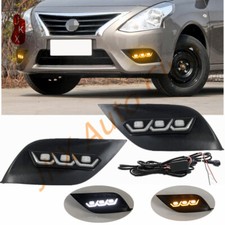 Luz de neblina diurna LED DRL para Nissan Versa 2015-2019 com sinal dinâmico comprar usado  Enviando para Brazil