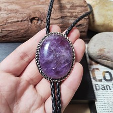Pedra Ametista Natural bolo tie Casamento Colar Masculino Western Cowboy Gravata comprar usado  Enviando para Brazil