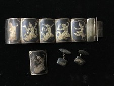 Vintage Sião Prata Esterlina Pulseira Painel, Broche, Conjunto de Abotoaduras Indonésia comprar usado Vintage Sião Prata Esterlina Pulseira Painel, Broche, Conjunto de Abotoaduras Indonésia comprar usado  Enviando para Brazil