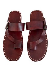 Sandalias con hebilla de cuero marrón genuino para hombre zapatillas indias hechas a mano zapatos informales segunda mano  Embacar hacia Mexico