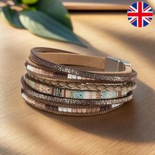 Pulseira Boho Multicamada Bracelete Envoltório de Punho Requintado para Festa de Dia dos Namorados, usado comprar usado  Enviando para Brazil