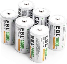 Paquete de 4 baterías recargables EBL 10000mAh tamaño D alta capacidad Ni-MH D segunda mano  Embacar hacia Mexico