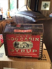 6” de altura 1 qt 1 pinta 10 oz. LATA DE XAROPE DE BORDO TOWLES LOG CABIN ST PAUL MINN 1910’s comprar usado  Enviando para Brazil