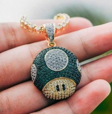 Pingente de cogumelo masculino elegante verde e branco corte redondo pedra preciosa Super Mario comprar usado  Enviando para Brazil